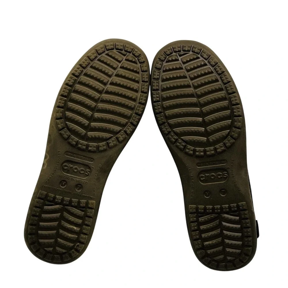 Crocs Santa Cruz Mens 7M Espresso Brown Canvas Slip On‎ Loafers 202056